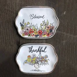 Inspirational Floral Trinket Dish Set of 2
