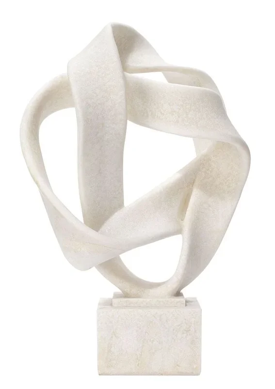Intertwined Object on Stand in Off White Resin