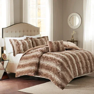 Jackson Tan Faux Fur Bed Set – Queen