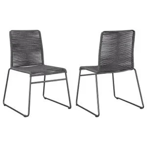 Jerome Woven Rope Stackable Side Chair Charcoal (set of 2)