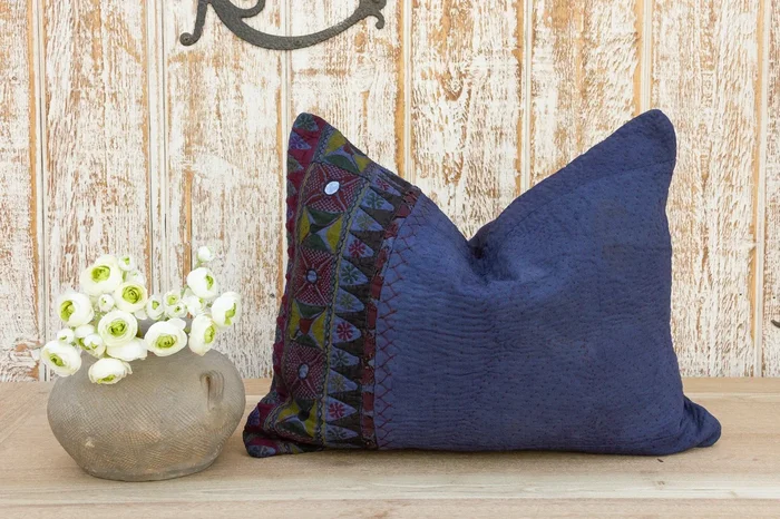 Jiya Antique Indigo Grain Sack Pillow
