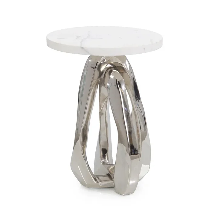 Kaari Side Table, Polished Nickel