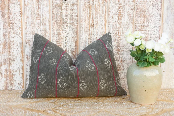 Kamini Vintage Lumbar Boho Kantha Pillow Cover