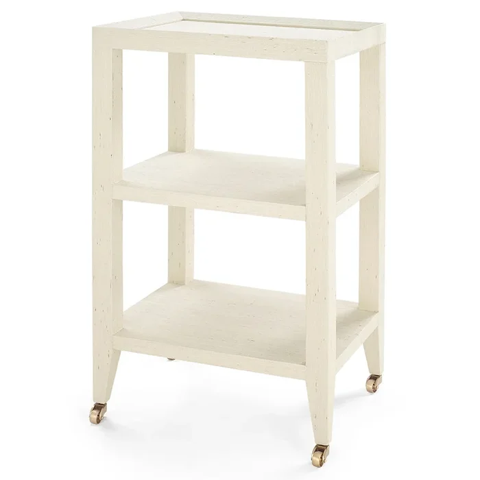 Lacquered Grasscloth 2-Shelf Accent Table – Natural | Isadora Collection | Villa & House