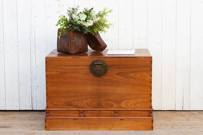Large Antique Traditional Camphor Wood Chest