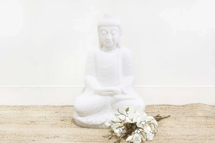Large Carved Marble Praying Buddha Statue (Trade)