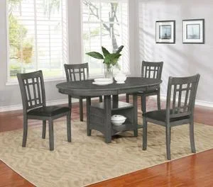 Lavon 5-piece Oval Extension Leaf Dining Set Medium Grey