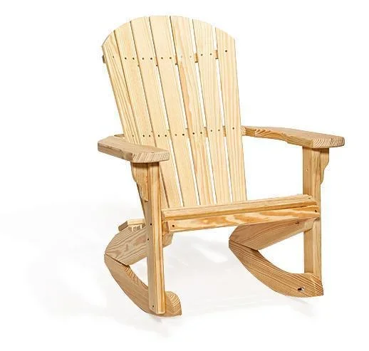 Leisure Lawns Amish Pine Wood Fan Back Porch Rocking Chair – Quick Ship