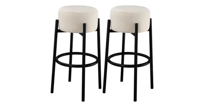 Leonard Upholstered Backless Bar Stool White (set of 2)
