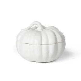Lidded Ceramic Pumpkin Bowl 7.5 Inch