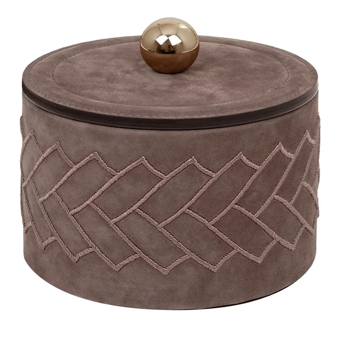 Lily Small Cylindrical Brown Box with Lid