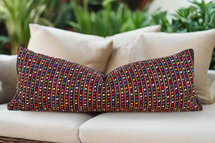 Long Vintage Mayan Brocade Yolotli Pillow
