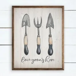 Love Grows Here Framed Sign