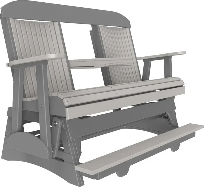 LuxCraft 5′ Classic Balcony Poly Glider With Flip Down Center Console