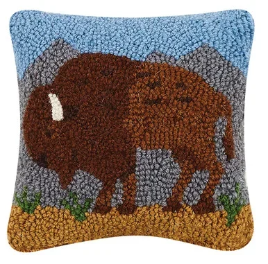 Majesty Buffalo Hooked Pillow