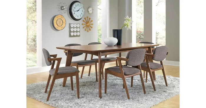 Malone 7-piece Rectangular Dining Table Set Dark Walnut
