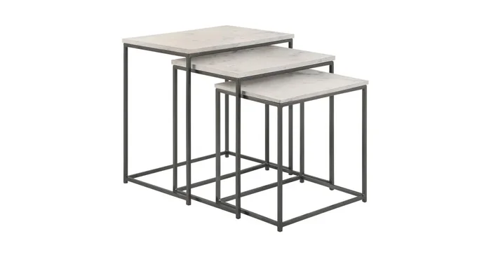 Medora 3-piece Marble Top Nesting Table Set White