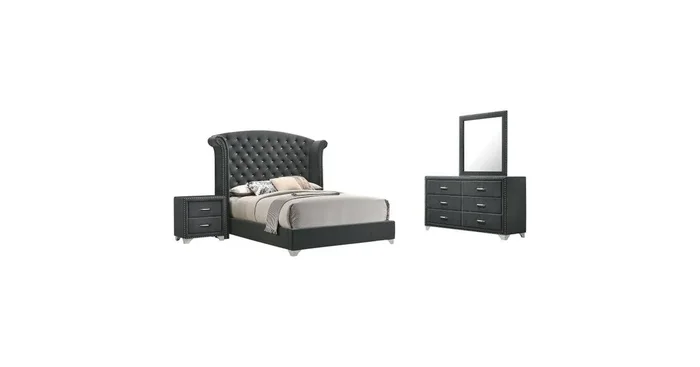 Melody 4-piece California King Bedroom Set Grey