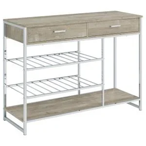 Melrose 2-drawer Home Bar Storage With Wine Rack Grey