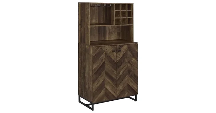 Mendoza 2-door Home Bar Cabinet Wine Storage Rustic Oak