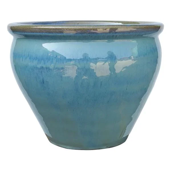 Mews Blue Ceramic Outdoor Planter, Small