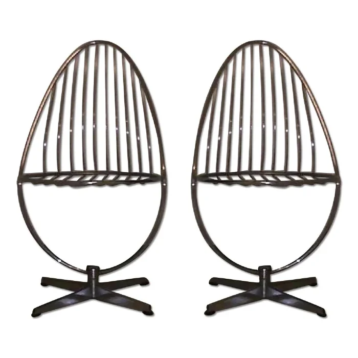 Mid Century Danish Modern Chrome Swivel Egg Chairs