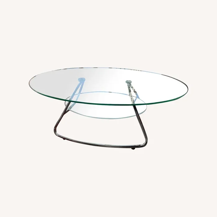 Mid Century Glass and Chrome Coffee Table