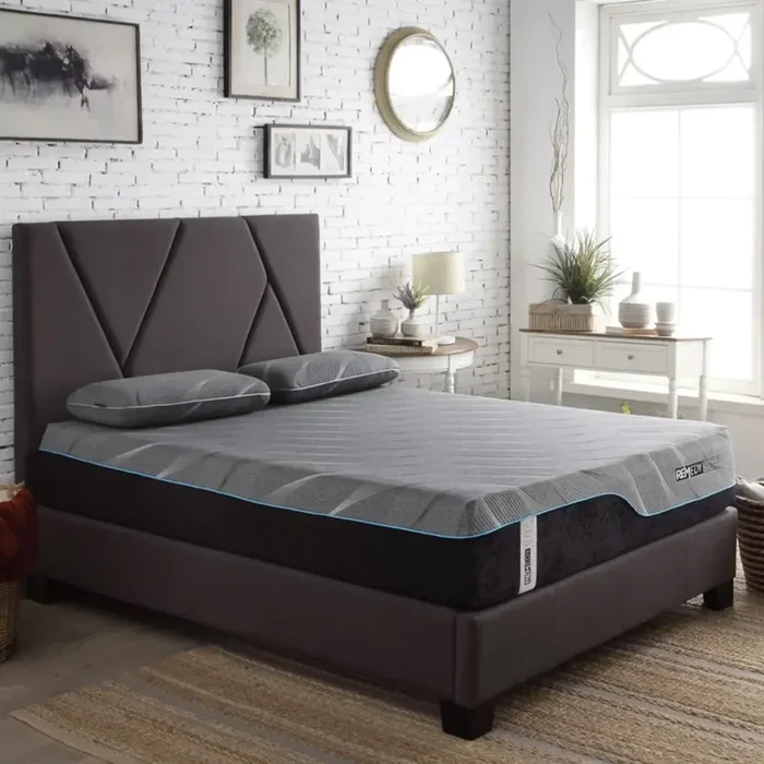 Mid-Century Modern Upholstered Queen Bed