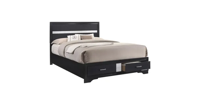 Miranda 51-inch Wood California King Storage Panel Bed Black