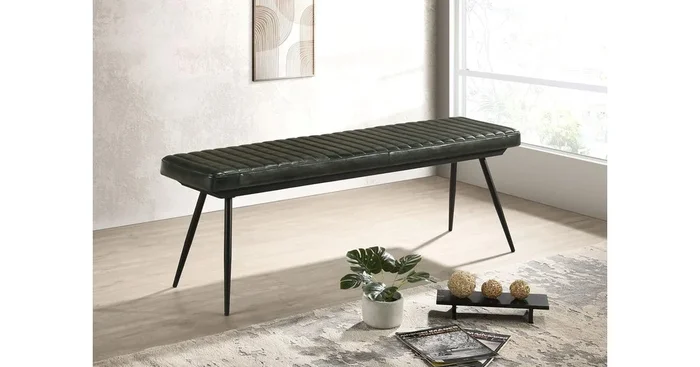 Misty Leather Upholstered Dining Bench Antique Espresso