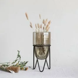Modern Accents Glass Candle Holder in Stand Set of 2