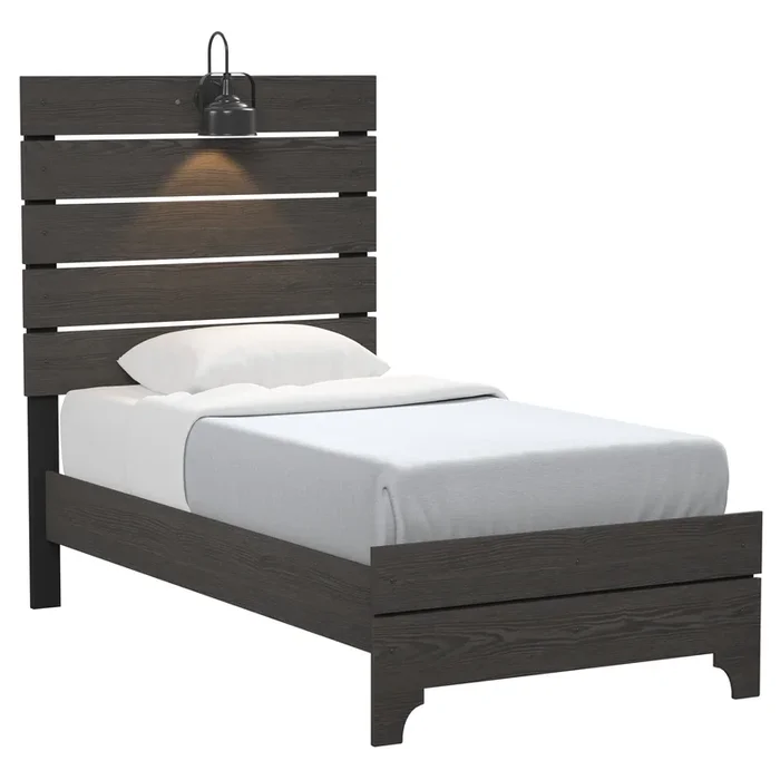 Modern Farmhouse Twin Bed with Built-In Lighting