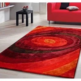 Modern Shag Area Rug 105 Red