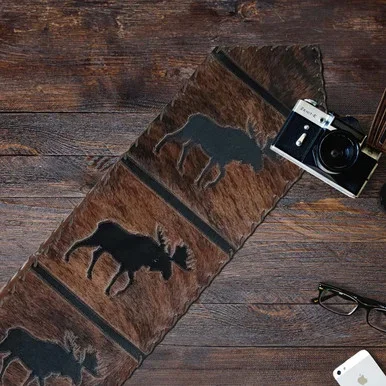 Moose Brindle Leather Table Runner – 96 Inch