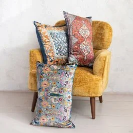 Multi Color Patterned Velvet Accent Pillow