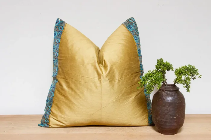 Muted Gold Festive Silk Euro Pillow Cover