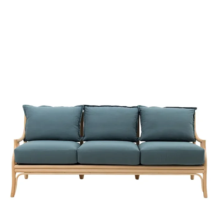 Natalie 3-Seater Teal Rattan Sofa