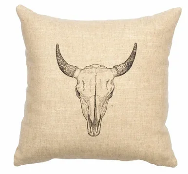 Natural Bull Skull Pillow