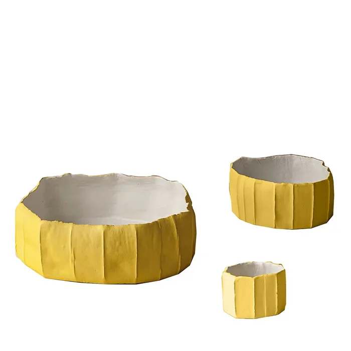 Ninfea Low Corteccia C/11Giallo Sole Set of 3 Bowls