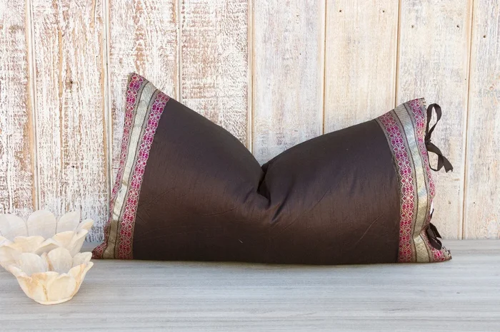 Nisu Large Festive Indian Silk Queen Lumbar Pillow Cover