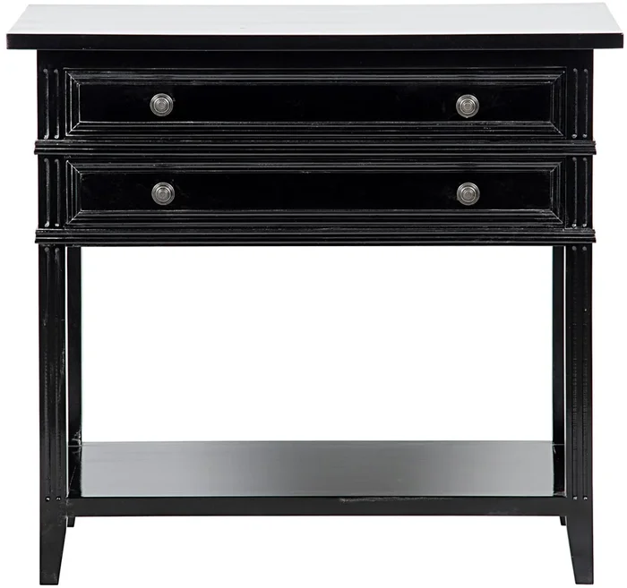 Noir Colonial 2-Drawer Side Table – Black