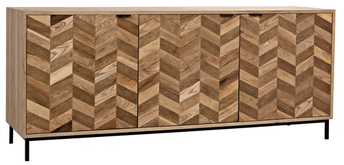 Noir Herringbone Sideboard – Washed & Dark Walnut