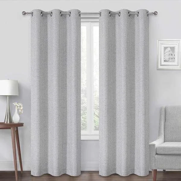 Oakdale Navy Blue Light Filtering Grommet Single Curtain Panel, 84″