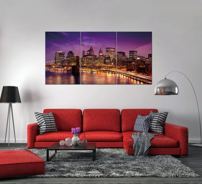 Oppidan Home New York Skyline 3 Piece Acrylic Wall Art (36H x 72W)