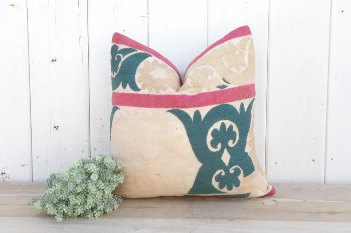 Orchid Vintage Suzani Pillow (Trade)