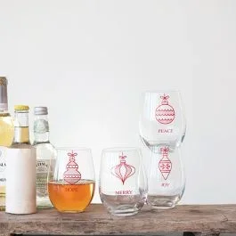 Ornament and Word Stemless Wine Glass Set of 4