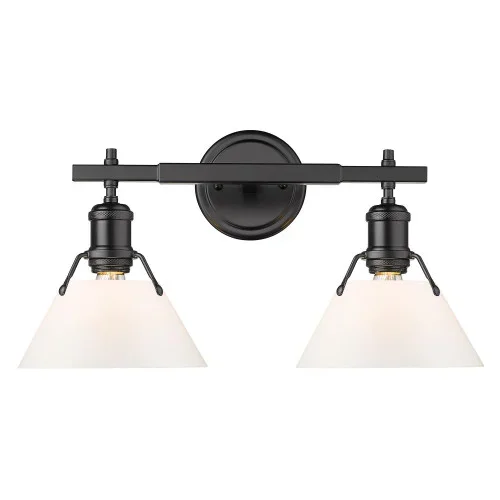 Orwell 2-Light Vanity Light in Matte Black with Opal Glass (36|3306-BA2 BLK-OP)