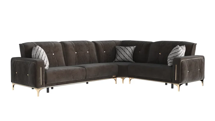 Ottomanson Angel Collection Upholstered Convertible Sectional with Storage ANG-BN-SEC