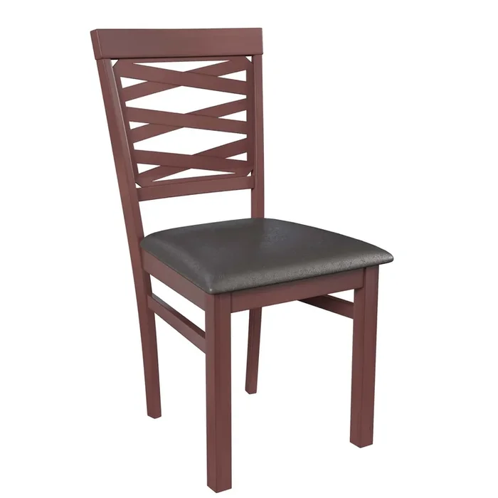 Ottomanson Marana Collection Brown Wooden Set of Chairs w/ PU Cushion for Dining Set (Chairs Only), PU/Brown, Set of 2 DC175-ESP-BN-PU