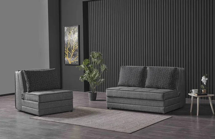 Ottomanson Studio Collection Upholstered Convertible Loveseat with Storage